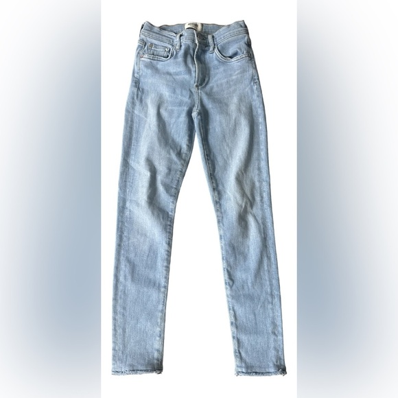 AGOLDE Raw Hem Distressed Pocket Sophie Jeans Size 24 High Rise Light Wash - Picture 1 of 6